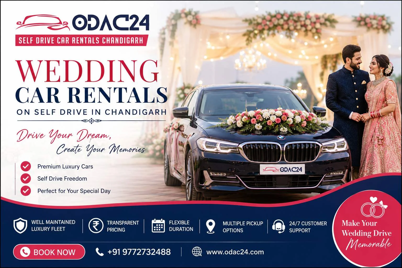 Wedding Car Rentals on Self Drive in Chandigarh – Make Your Wedding Drive Memorable