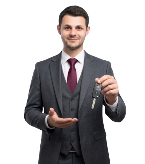 man with car key