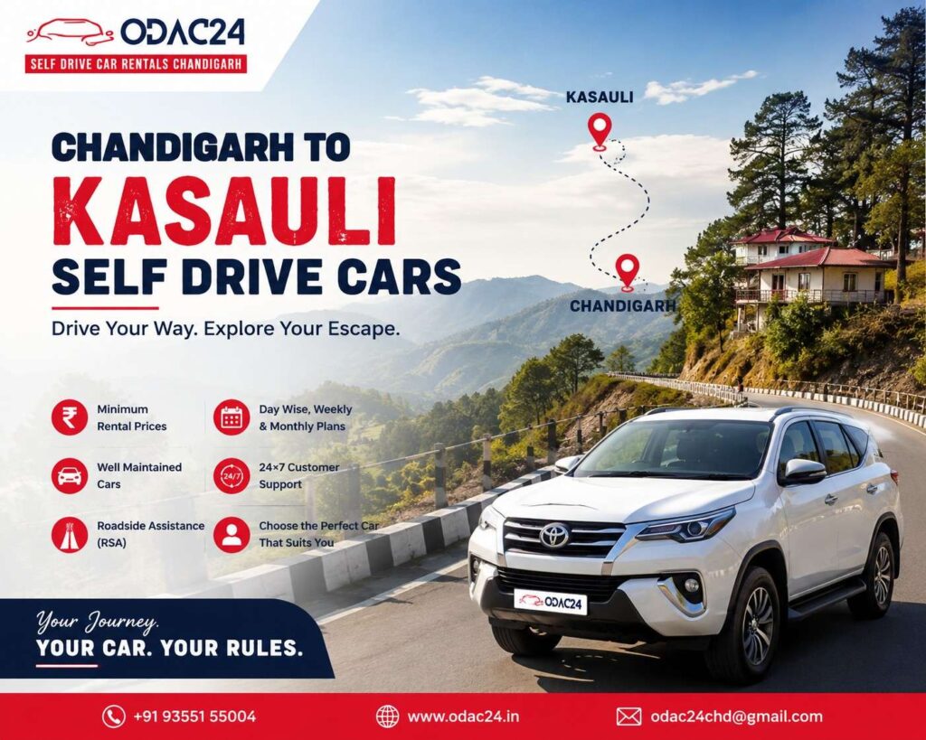 Chandigarh to Kasauli Self Drive Cars