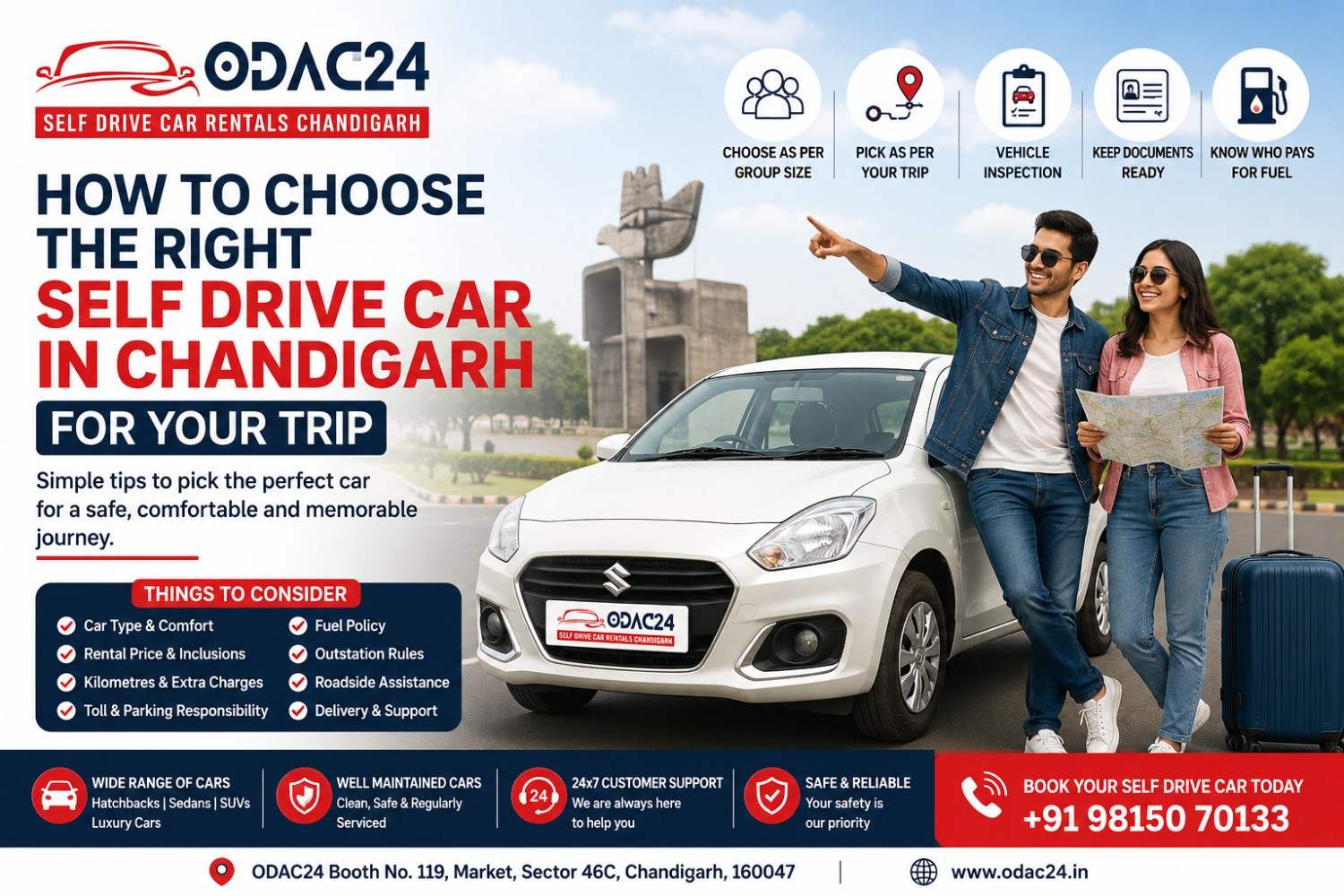 How to choose the right self drive car in Chandigarh for your trip